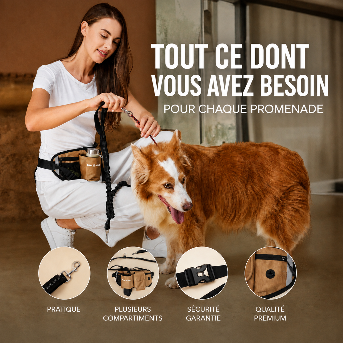 Sac de promenade tout-en-un pour chien